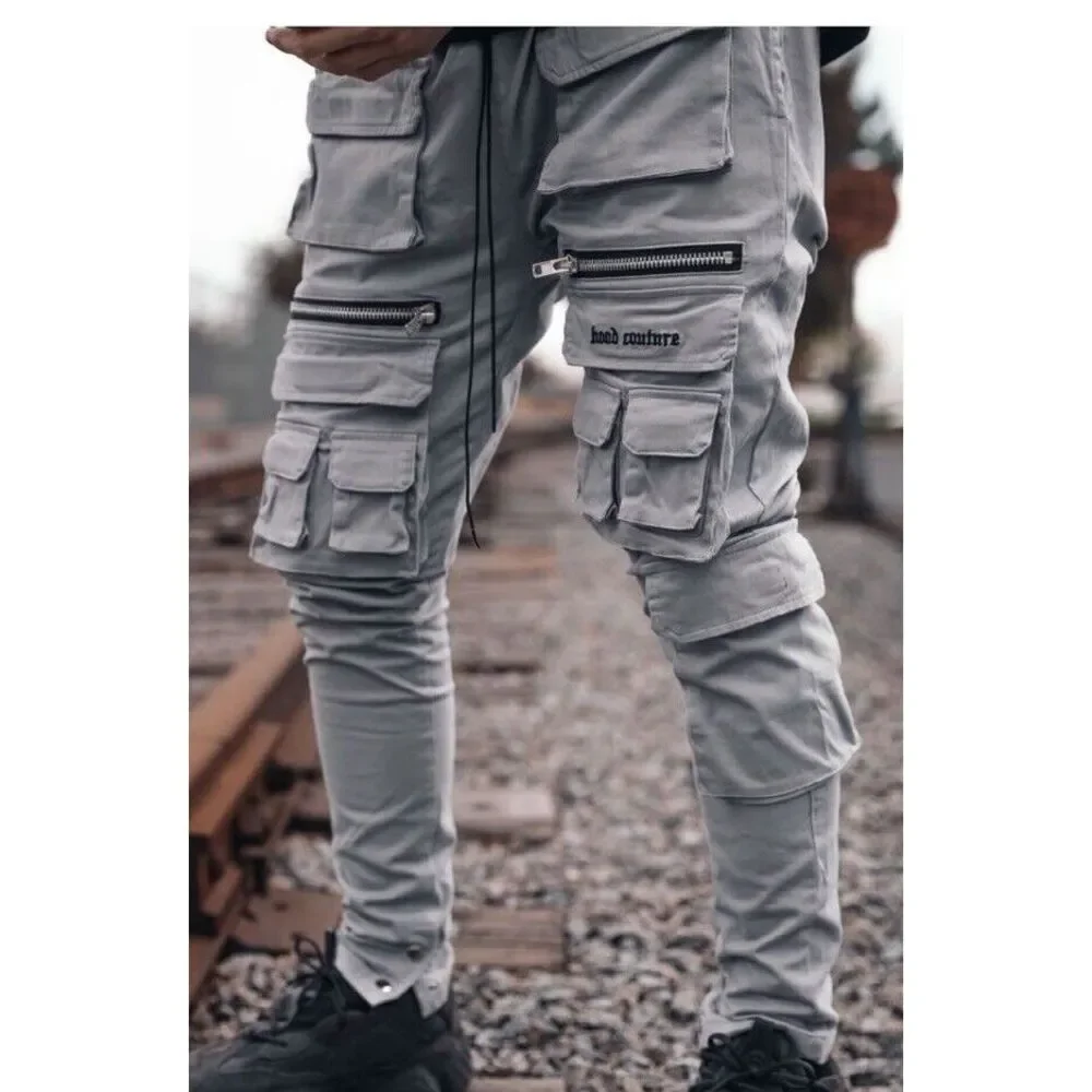 Hood Couture Mens Pull On Gray Cargo Pants Size XS Grunge Streetwear Hip Hop Y2K - Picture 1 of 13